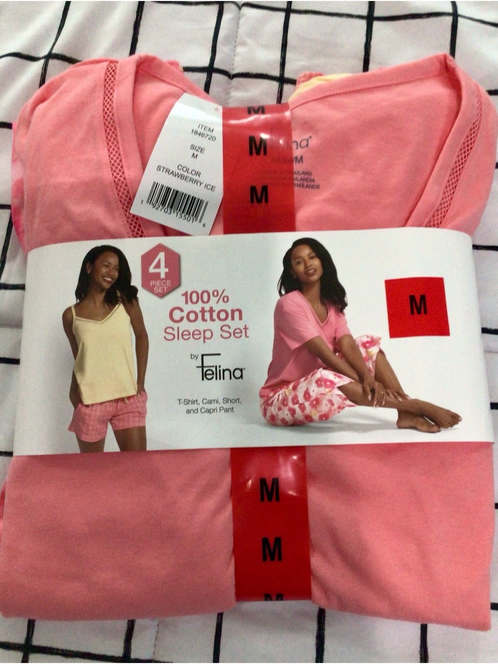 Felina Pink Strawberry Ice 4-Piece Cotton Sleep Set